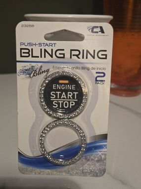 Push-Start Bling Ring Decorative Cover - Silver Crystal (2 Pack)